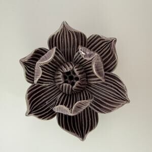 Lotus Flower Incense Holder 3" Purple Made in Thailand Meditation Buddhism Altar